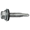 Midwest Fastener Self-Drilling Screw, #14 x 1-1/4 in, Silver Ruspert Steel Hex Head Hex Drive, 100 PK 53824